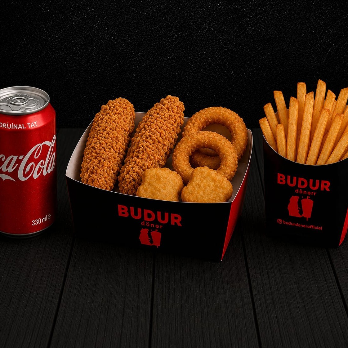 Çıtır Karışık Menü 2 çıtır göğüs 2 soğan halkası 2 nugget