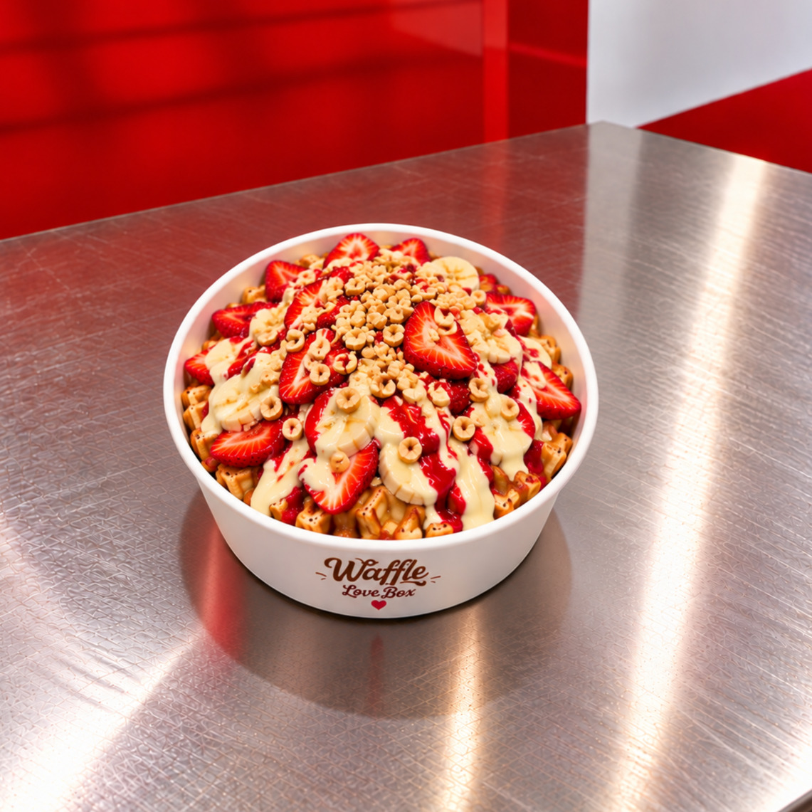 Pink Love Bowl Waffle (Büyük Hamur)