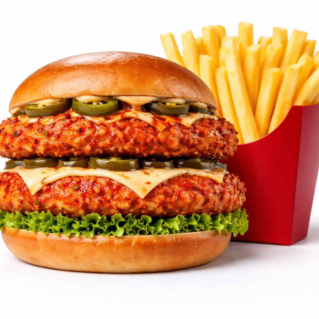 Mr Dubleks Hot Chicken Burger