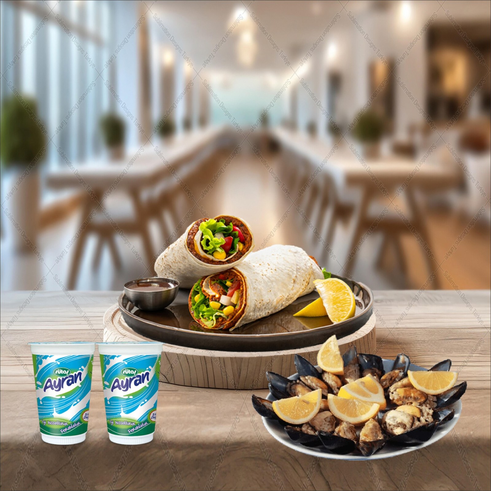 2 Çiğ Köfte Dürüm + 2 Ayran + 4 Midye