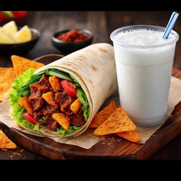 Çiğ Köfte Doritoslu Dürüm + Ayran (170 ml)