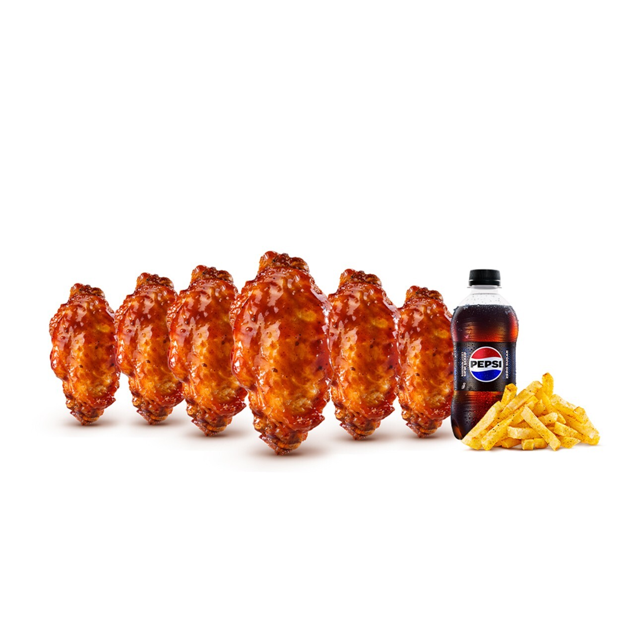 Barbekü Wings Soslu Tavuk Kanat Menü (6 Adet)