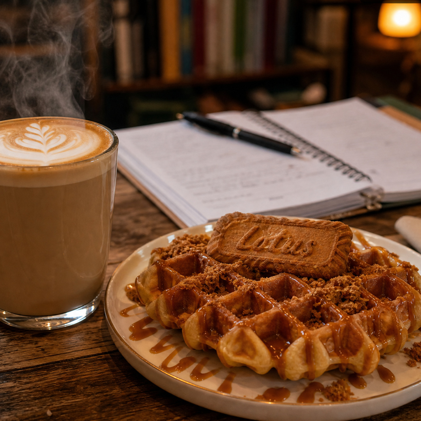 Çalışma Saati Kahve & Tatlı Ortaklığı (Latte + Lotus Waffle)