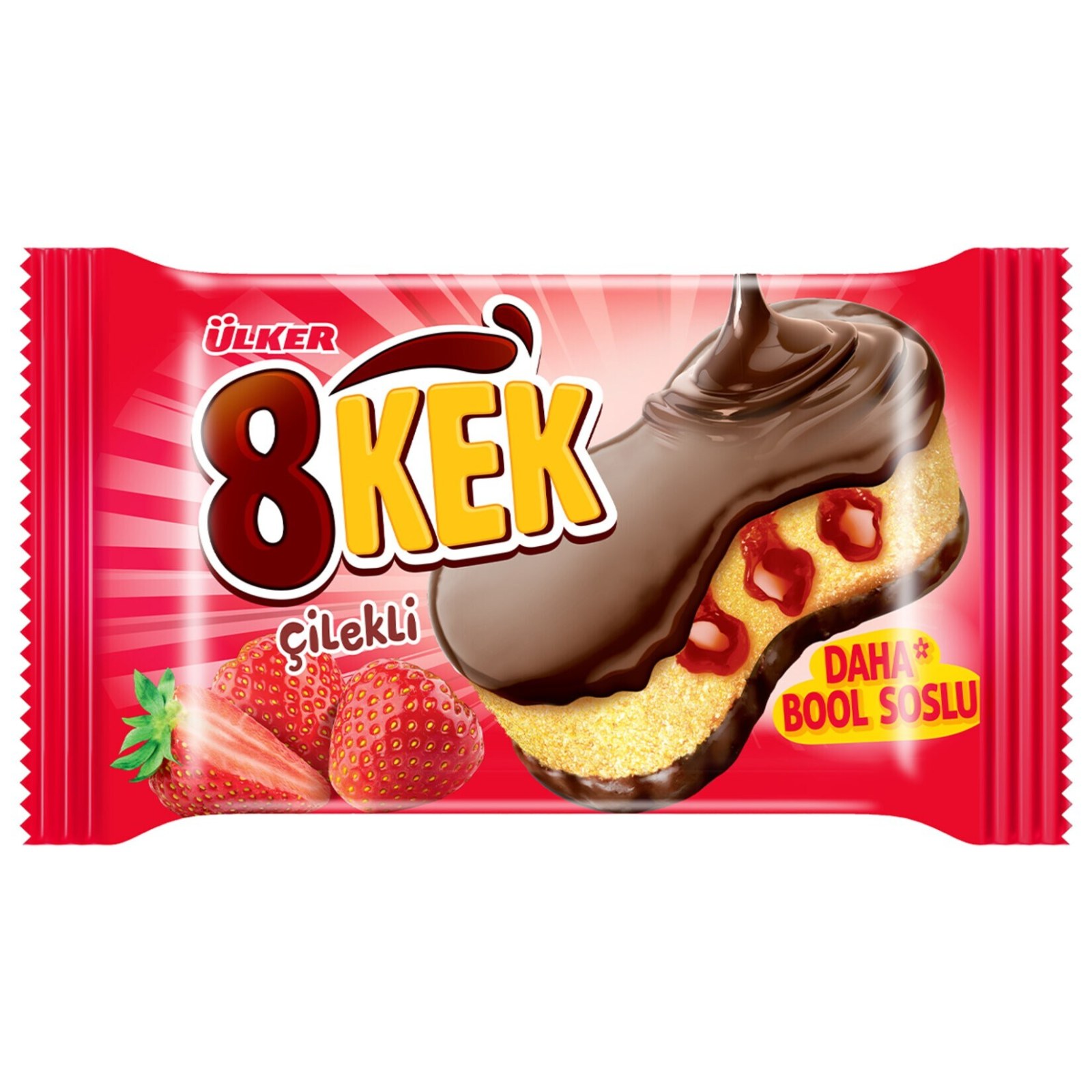 Ülker Kakaolu Kaplamalı Çilekli Soslu Kek 55 G