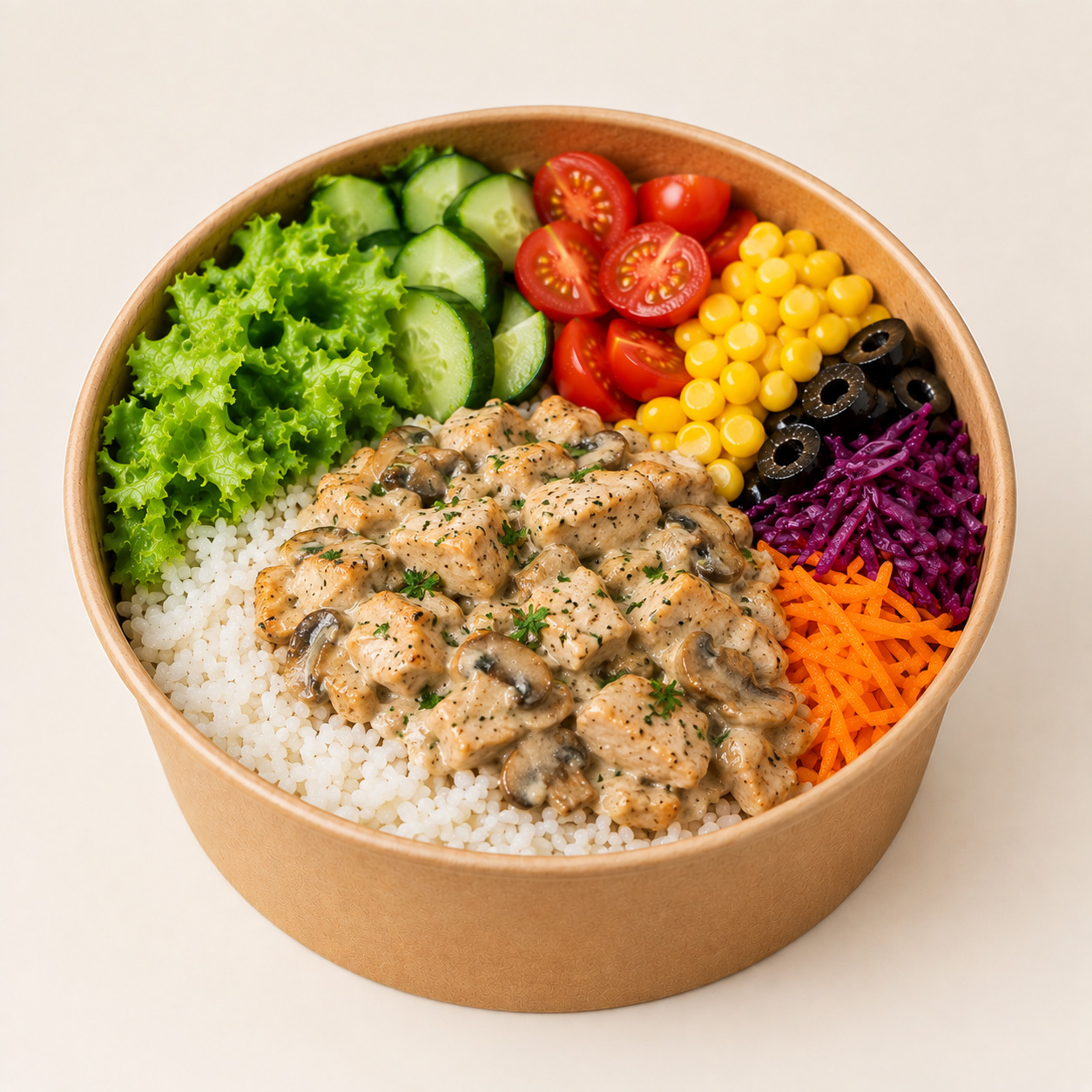 Krema Mantar Tavuklu Pilavlı Bowl