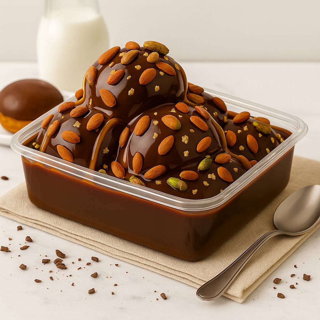 Karamel Soslu & Antep Fıstıklı Profiterol (500 Gr)