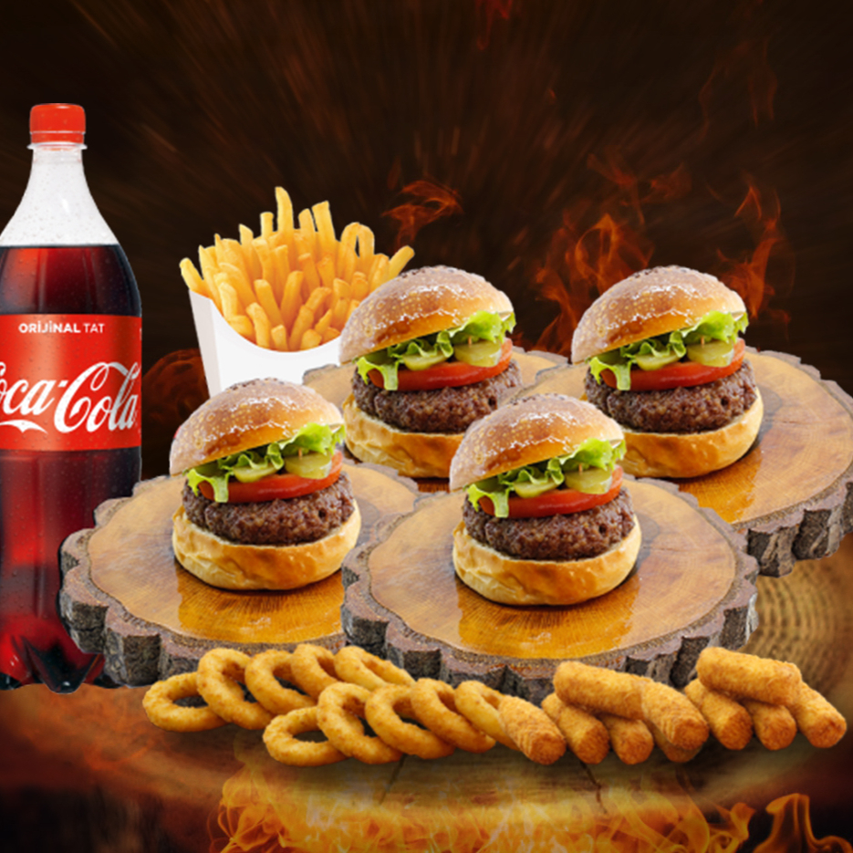 4'lü Cheeseburger (100 gr.) Menü