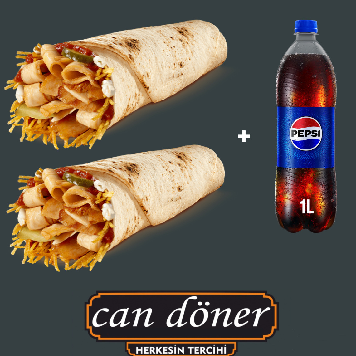 2'li Tavuk Dürüm + 1 Litre İçecek