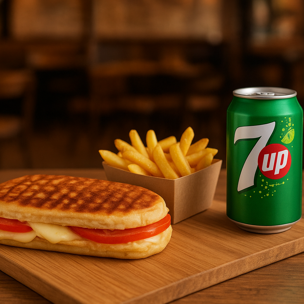 Menü 8 [Kaşarlı, Domatesli Bazlama Tost + Patates Kızartması + İçecek]