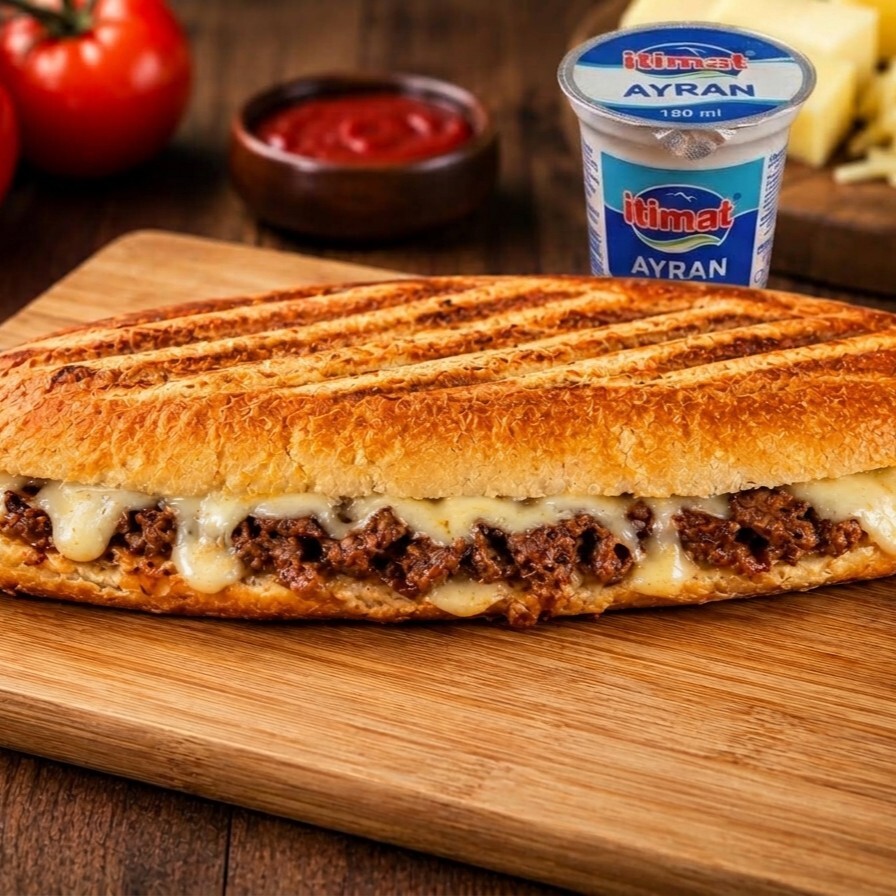 Kavurma Kaşarlı Sanayi Tostu + Ayran