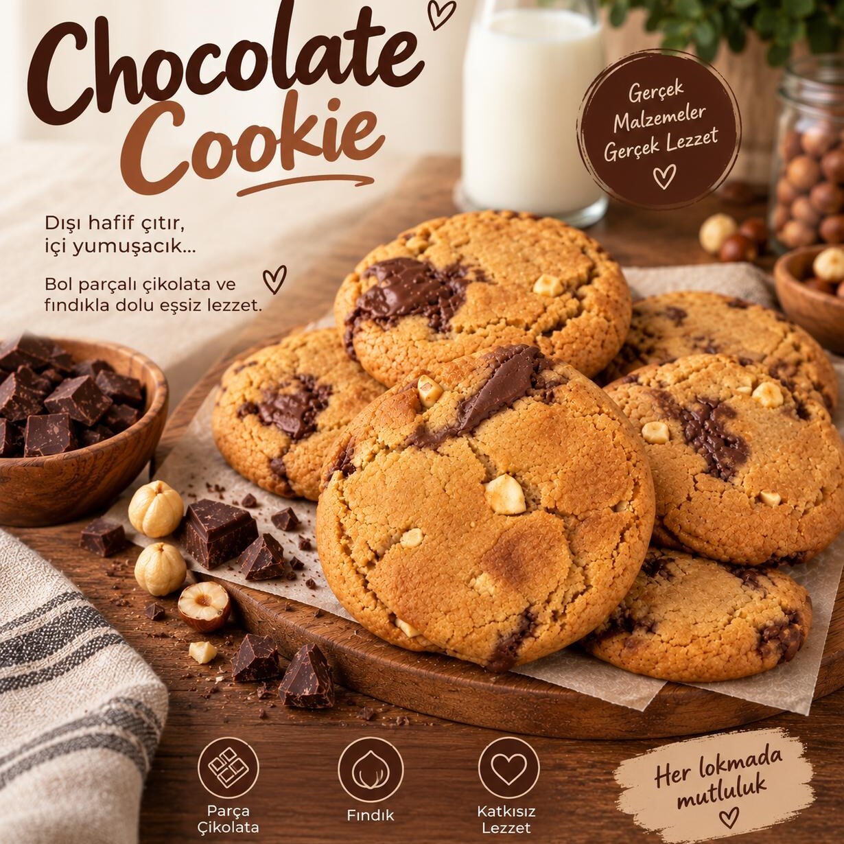Fındıklı ve Parça Çikolatalı Cookie