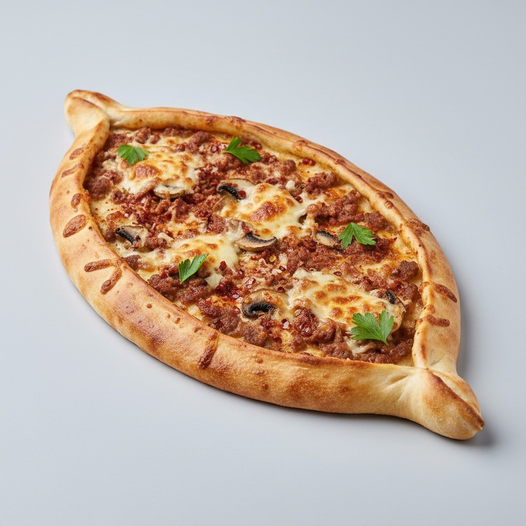 Kıymalı Kaşarlı Mantarlı Pide