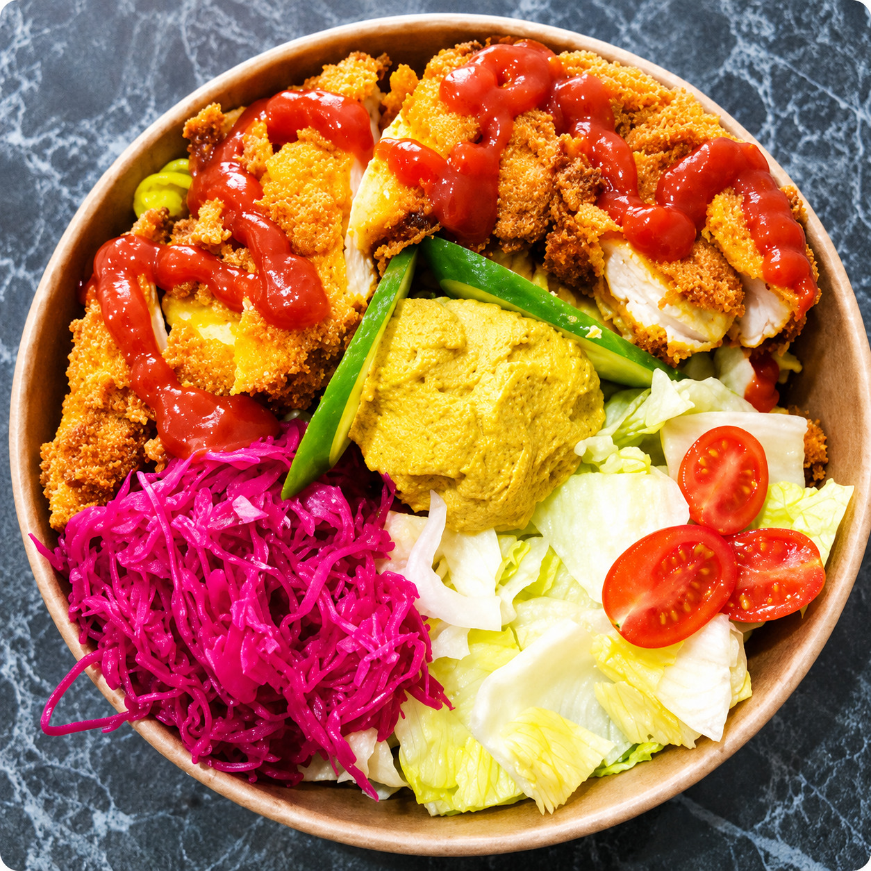 PSM Acı Sos Humus Çıtır Tavuk Bowl