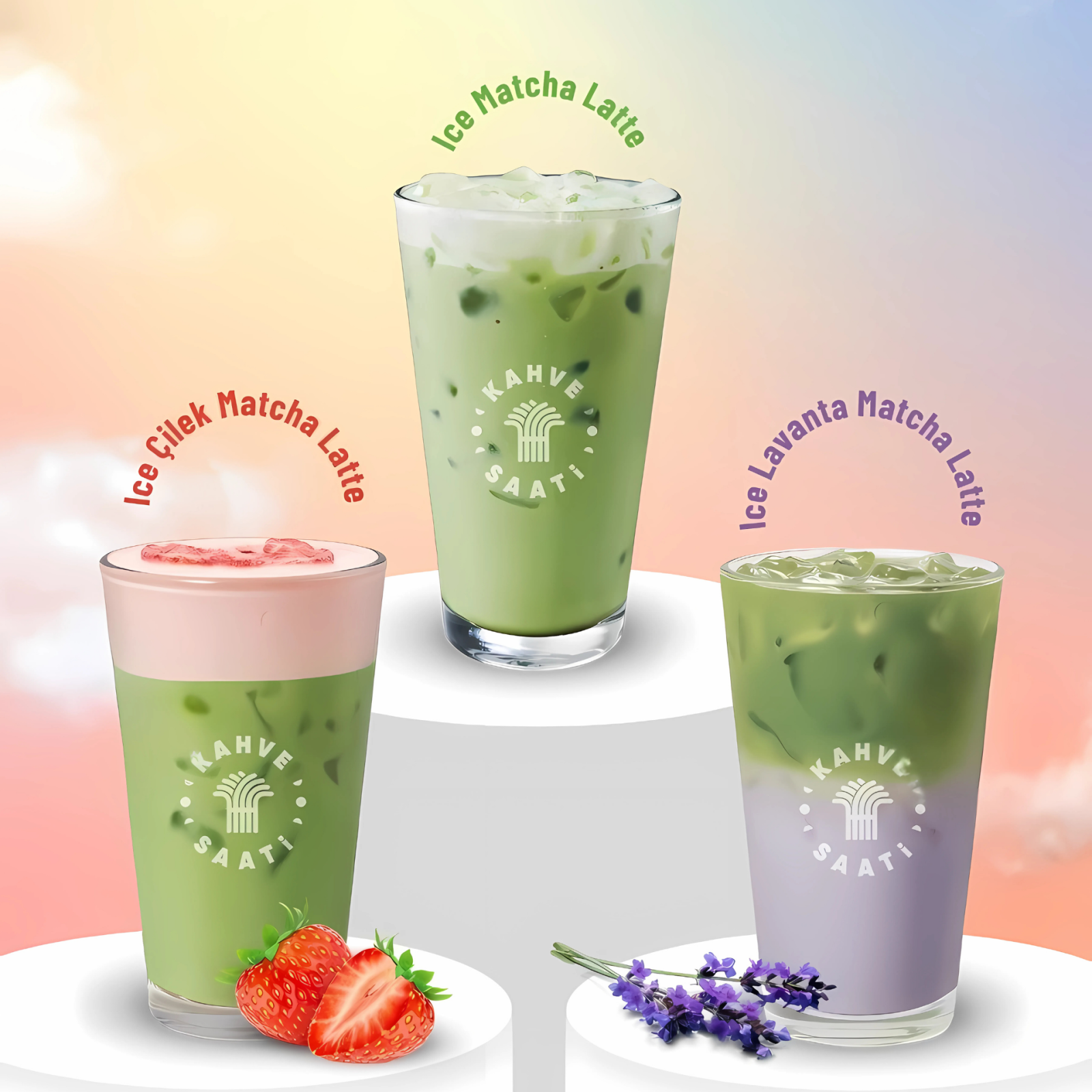 Ice Matcha Çilek/Nane/Vanilya/Lavanta/Blueberry Latte
