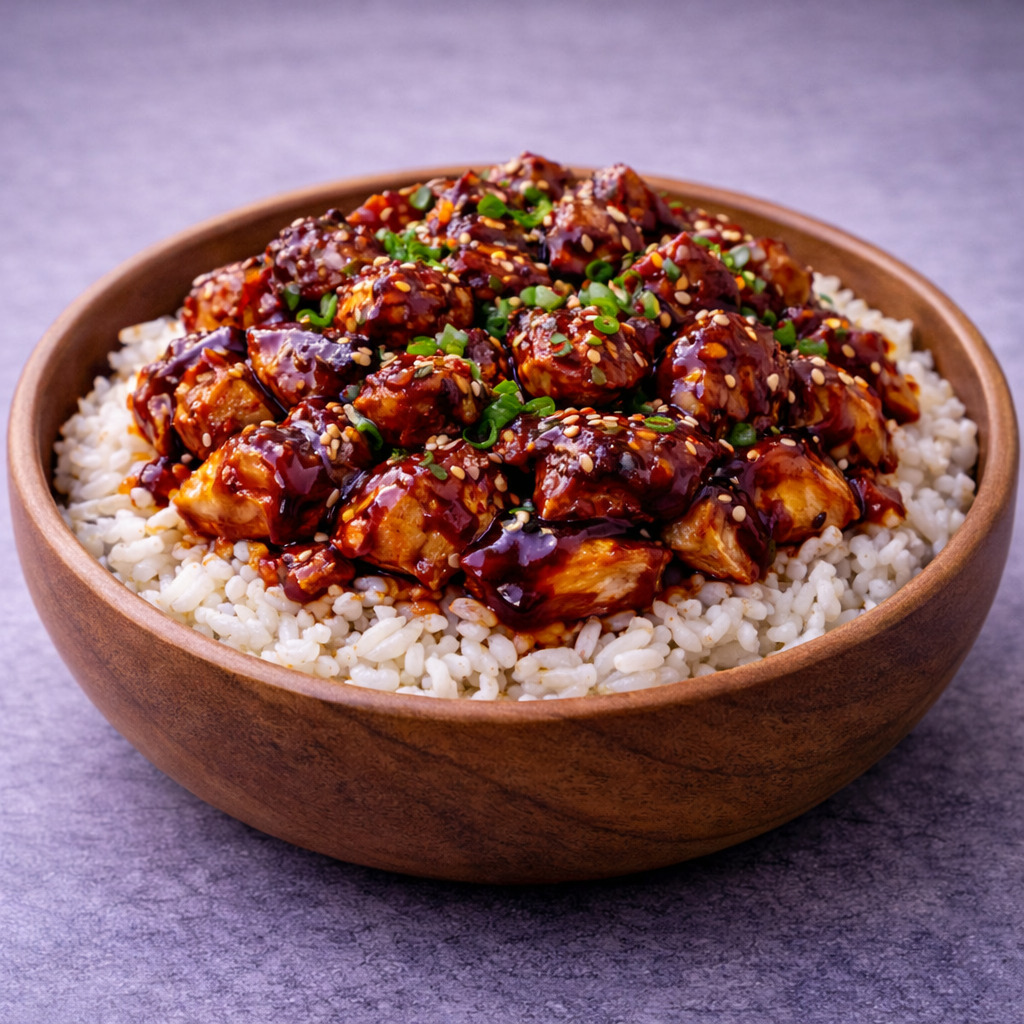 Acılı Barbekü Soslu Tavuklu Pilav