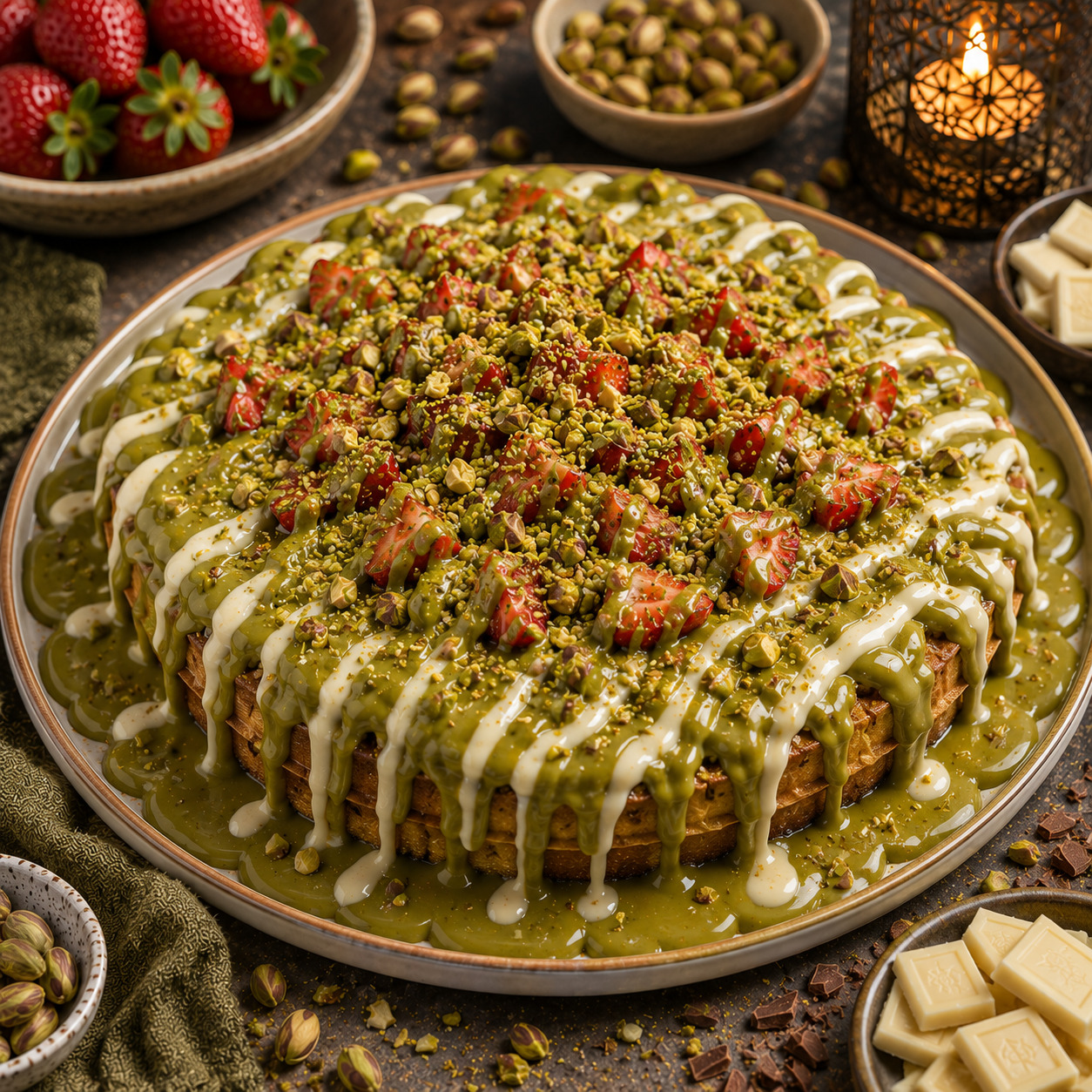 fıstıklı Muzlu Çilekli Waffle