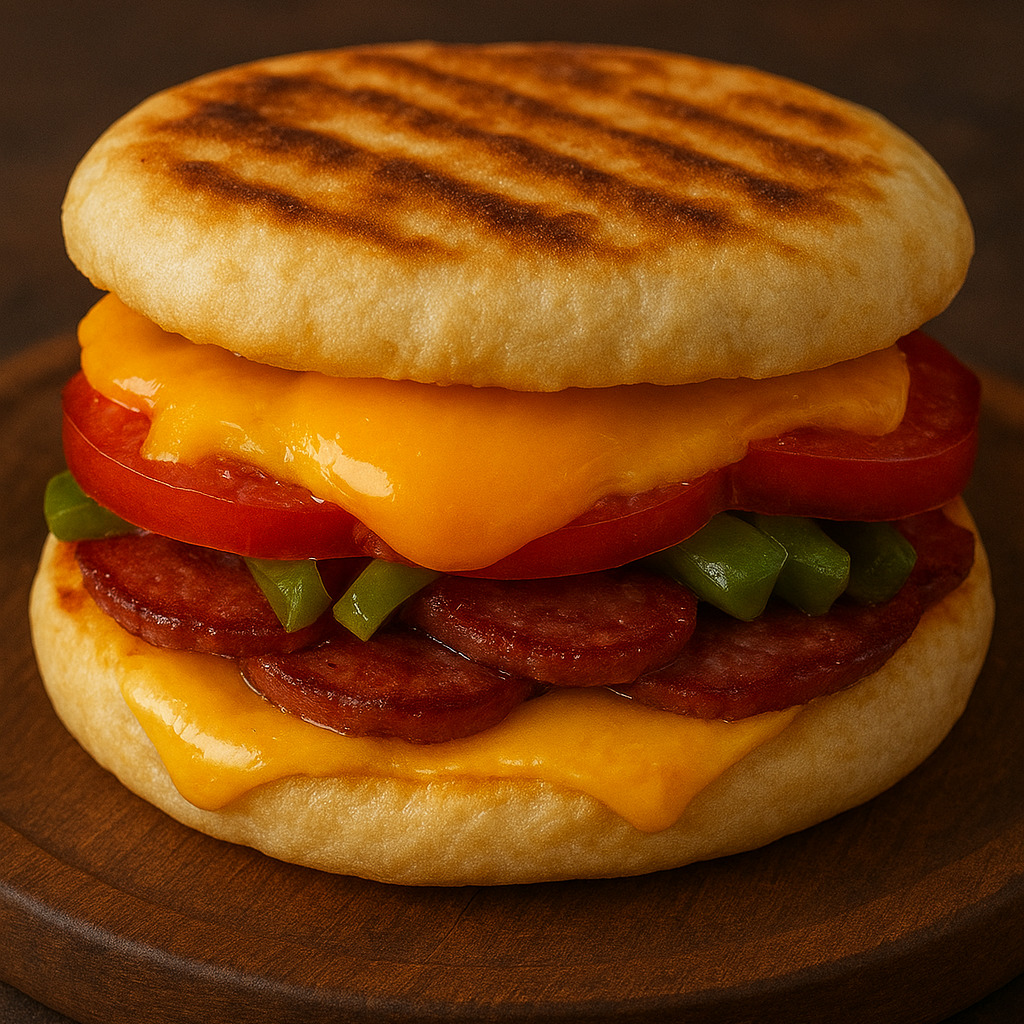 Cheddarlı Sucuklu Yumurtalı Bazlama Tost