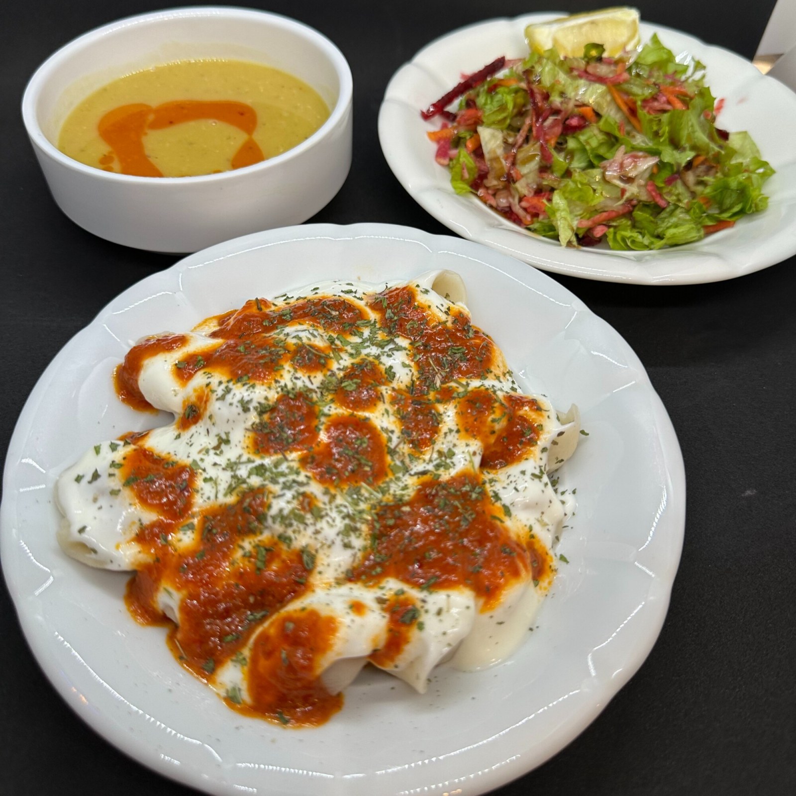 Mantı+Çorba+Salata