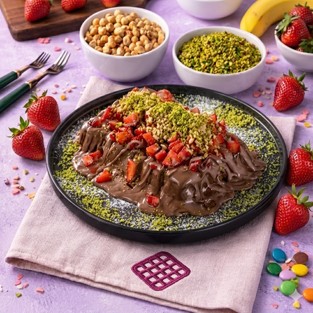 Sütlü Çilekli Waffle