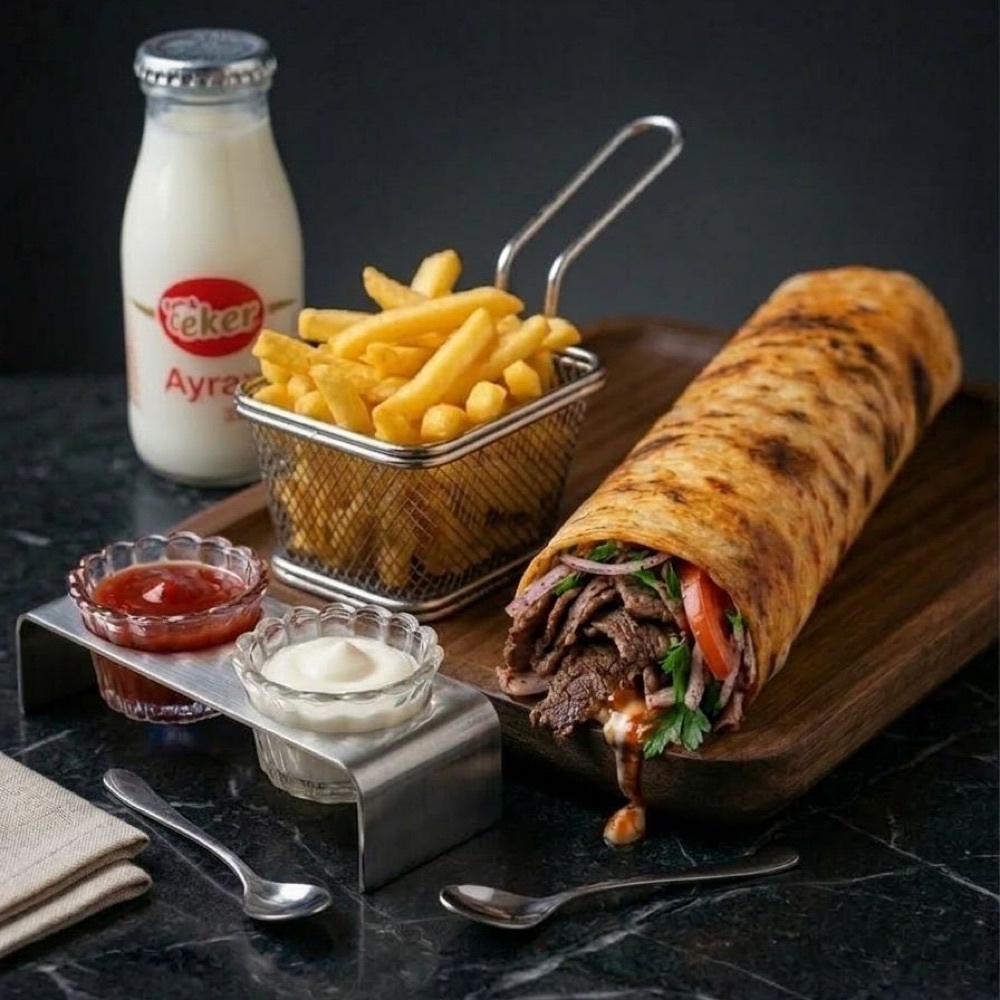 Et Dürüm Ayranlı Menü ( 75 Gr )