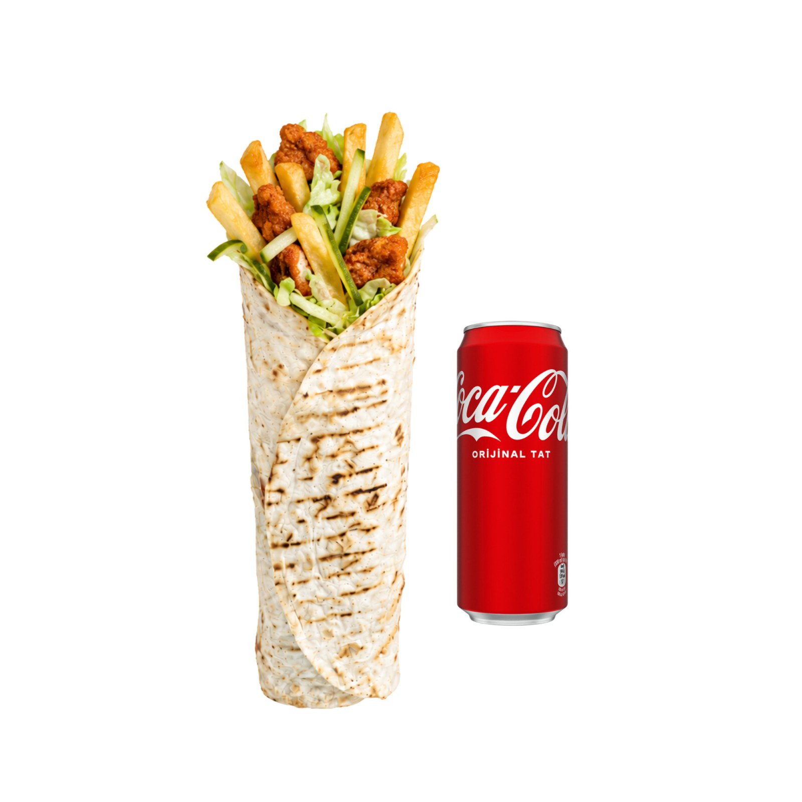 Soslu Cajun Tavuk Dürüm ve Coca Cola 33 ml
