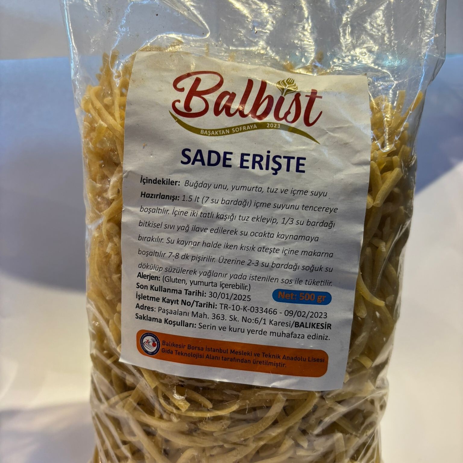 Erişte Sade (500 gr.)