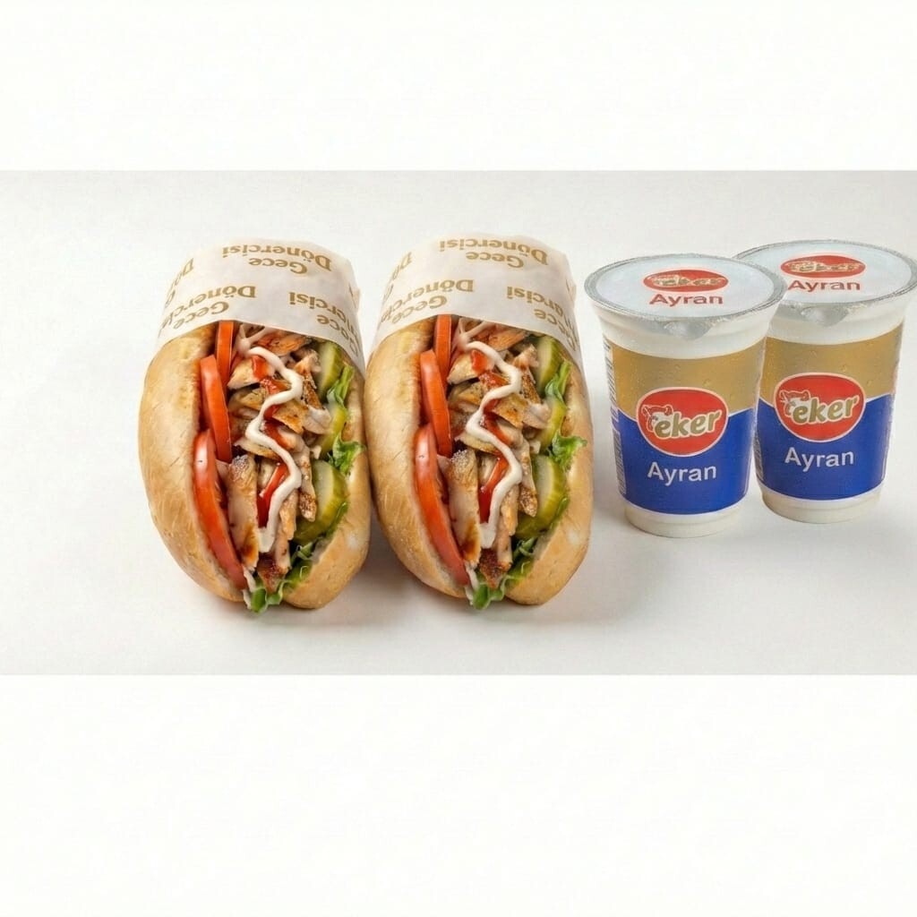 2 Tavuk Döner Ekmek 2 Ayran