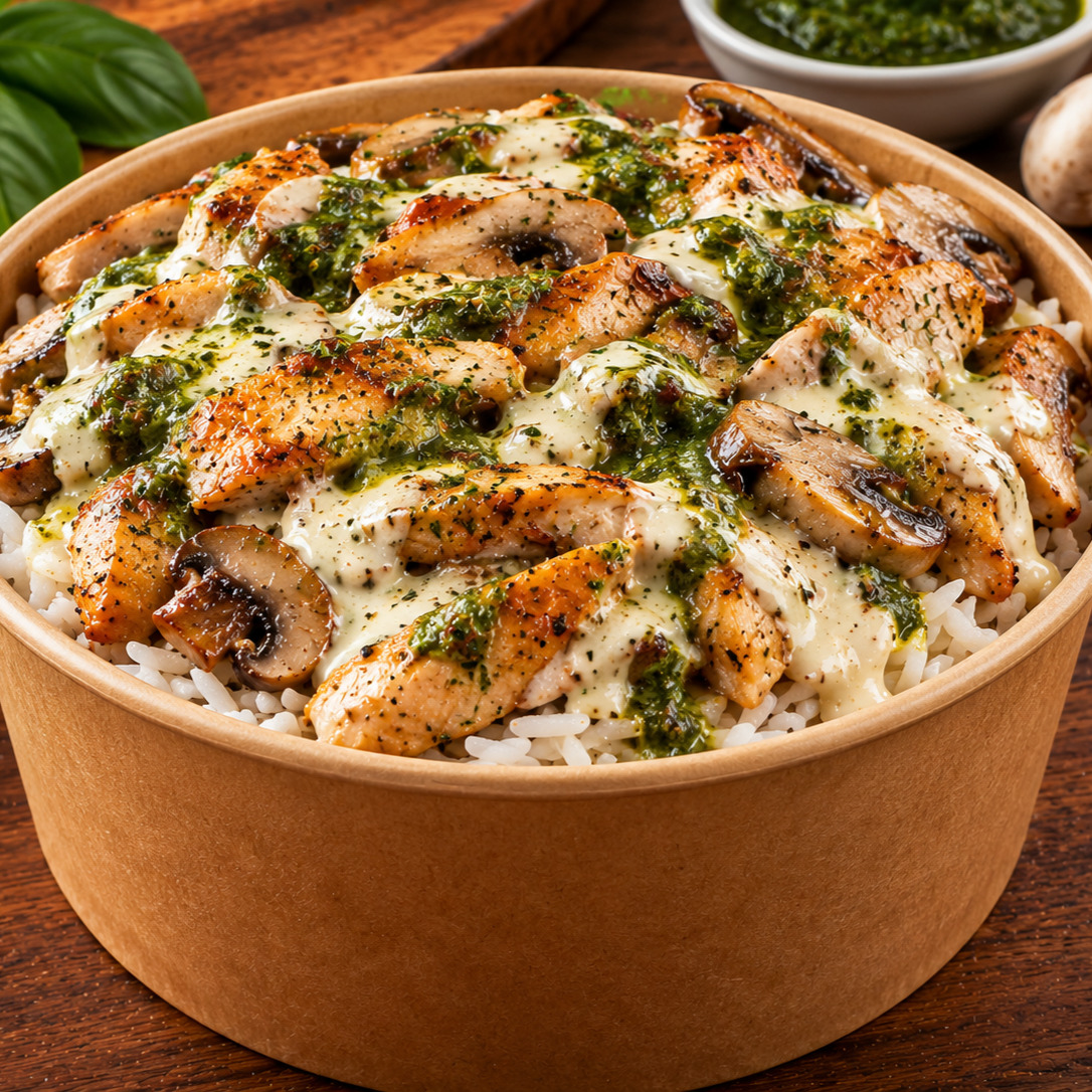 Kremalı Pesto Soslu Tavuklu Pilav