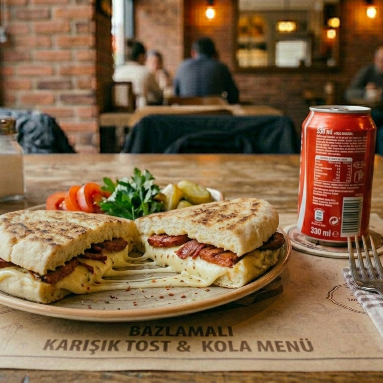 Bazlamalı Karışık Tost ve 330 ml Kola