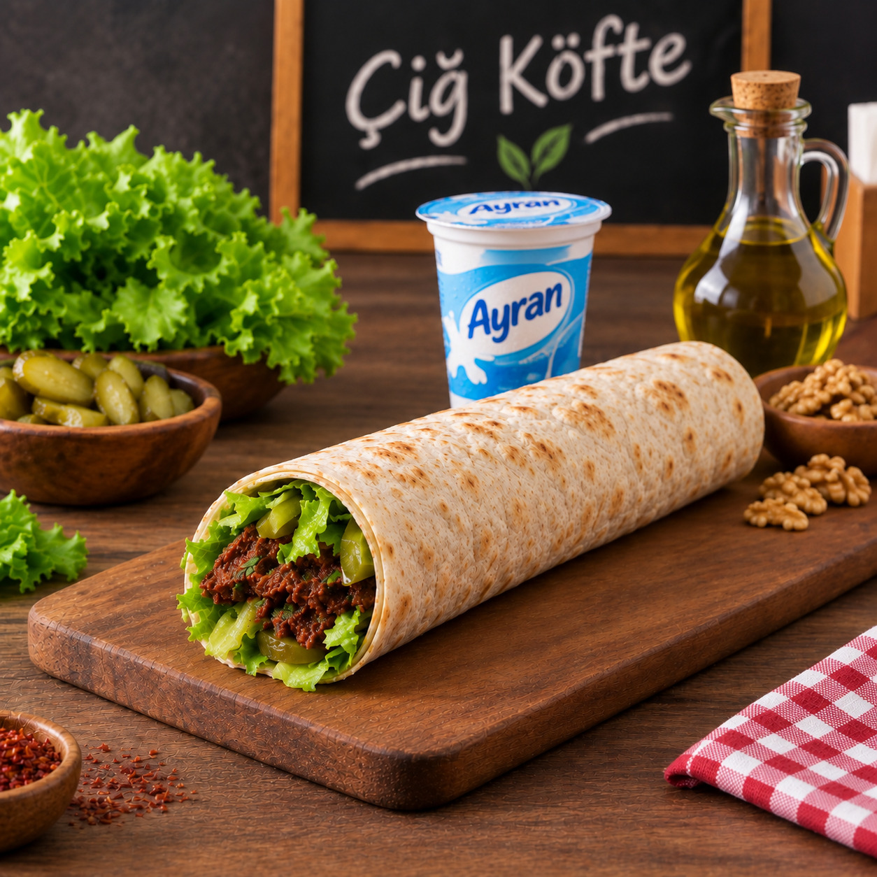 Çiğ Köfte Zeytinyağlı Cevizli Dürüm (100 gr) Menü
