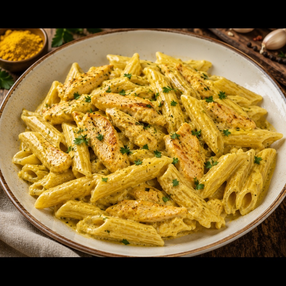 Kremalı Köri Soslu Penne Makarna