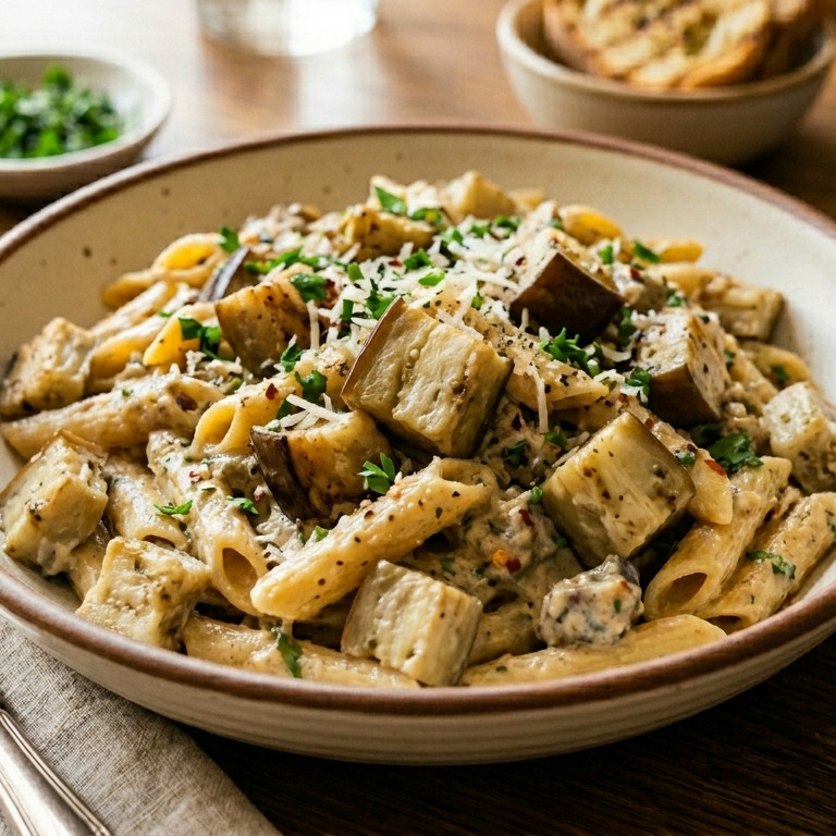 Kremalı Köz Patlıcanlı Penne