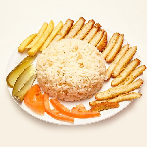 Pirinç Pilavı Üstü Tavuk Şnitzel