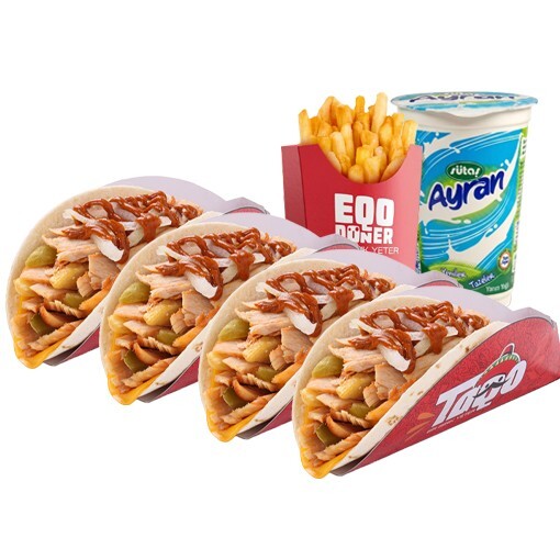 4'lü Eqo Taco (Tavuk Dönerden) Menü