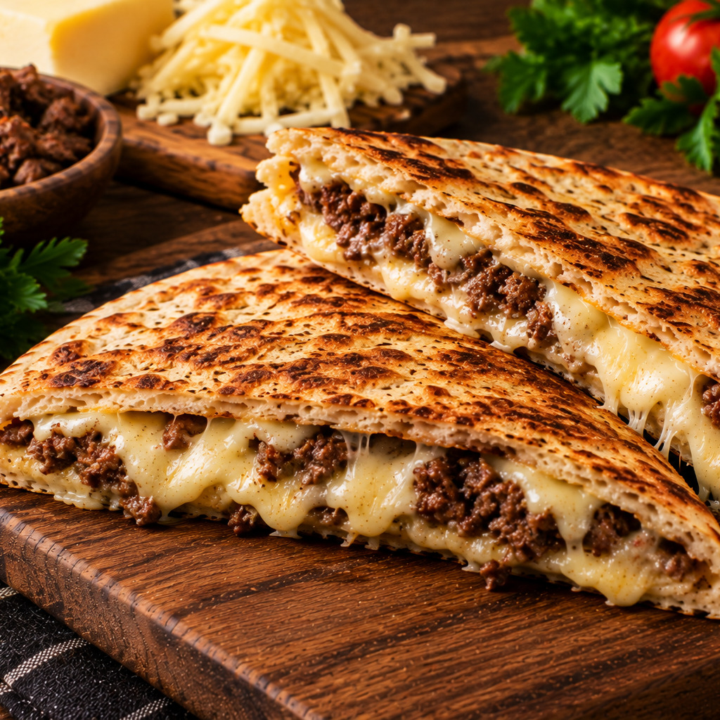 Manchi's Bazlama Kavurmalı Kaşarlı Tost