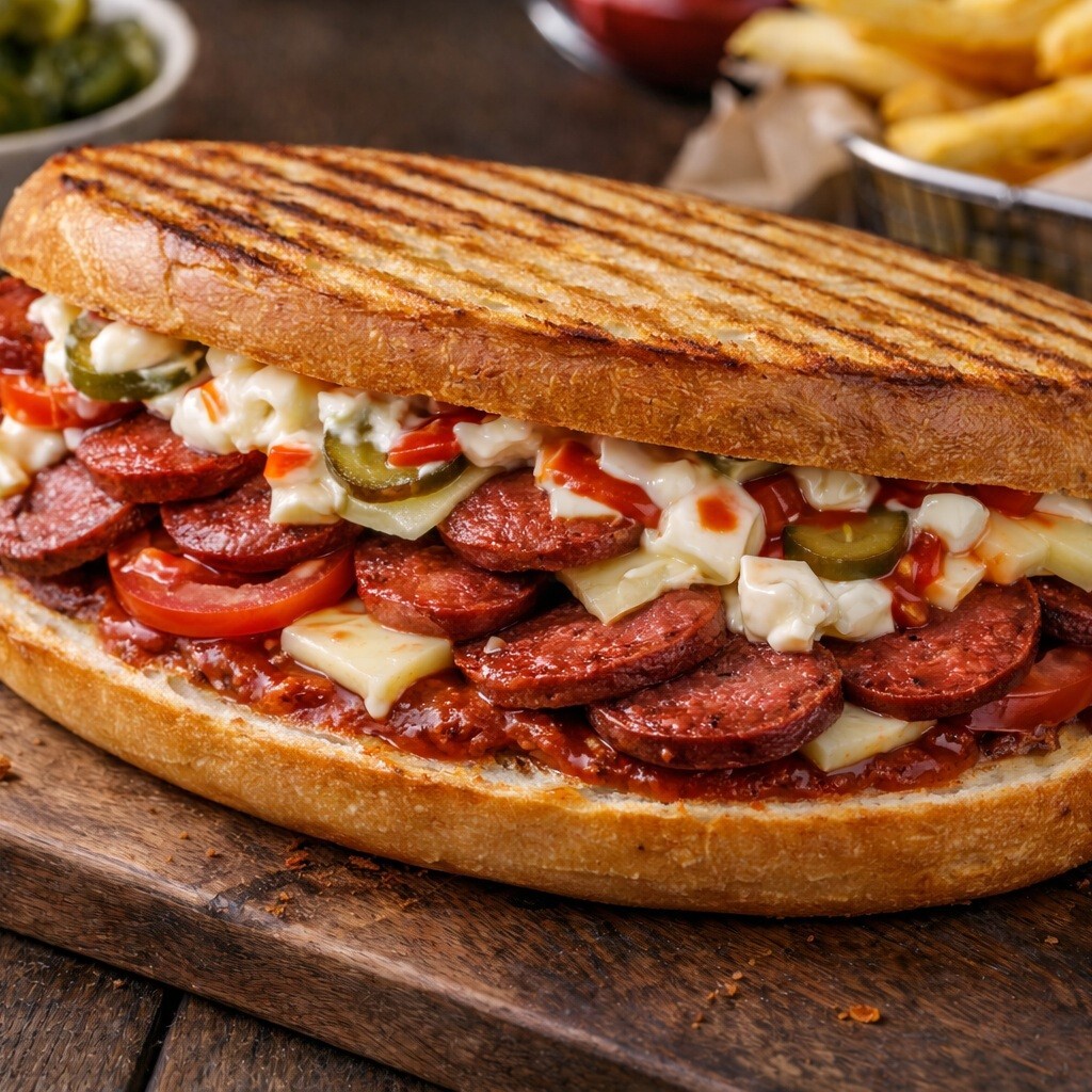 Ayvalık Ekmeğine Sucuk Ekmek