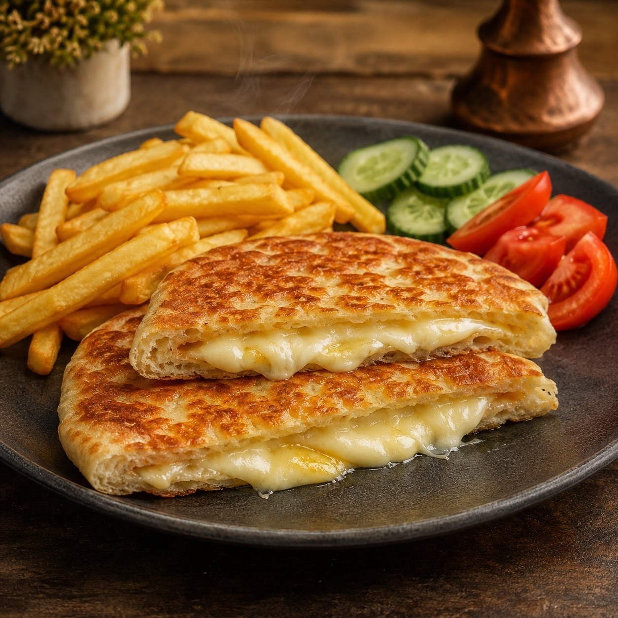 Bazlama Kaşarlı Tost