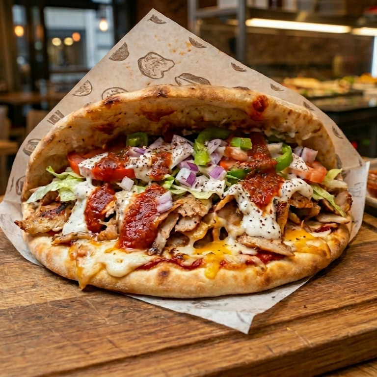 Tavuk Dönerli Pizza Sandviç Menü (Küçük)