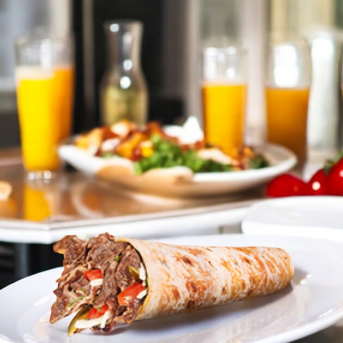 Kajun Sos ile Mix Soslu VIP Et Döner Dürüm Special Mix VIP Döner