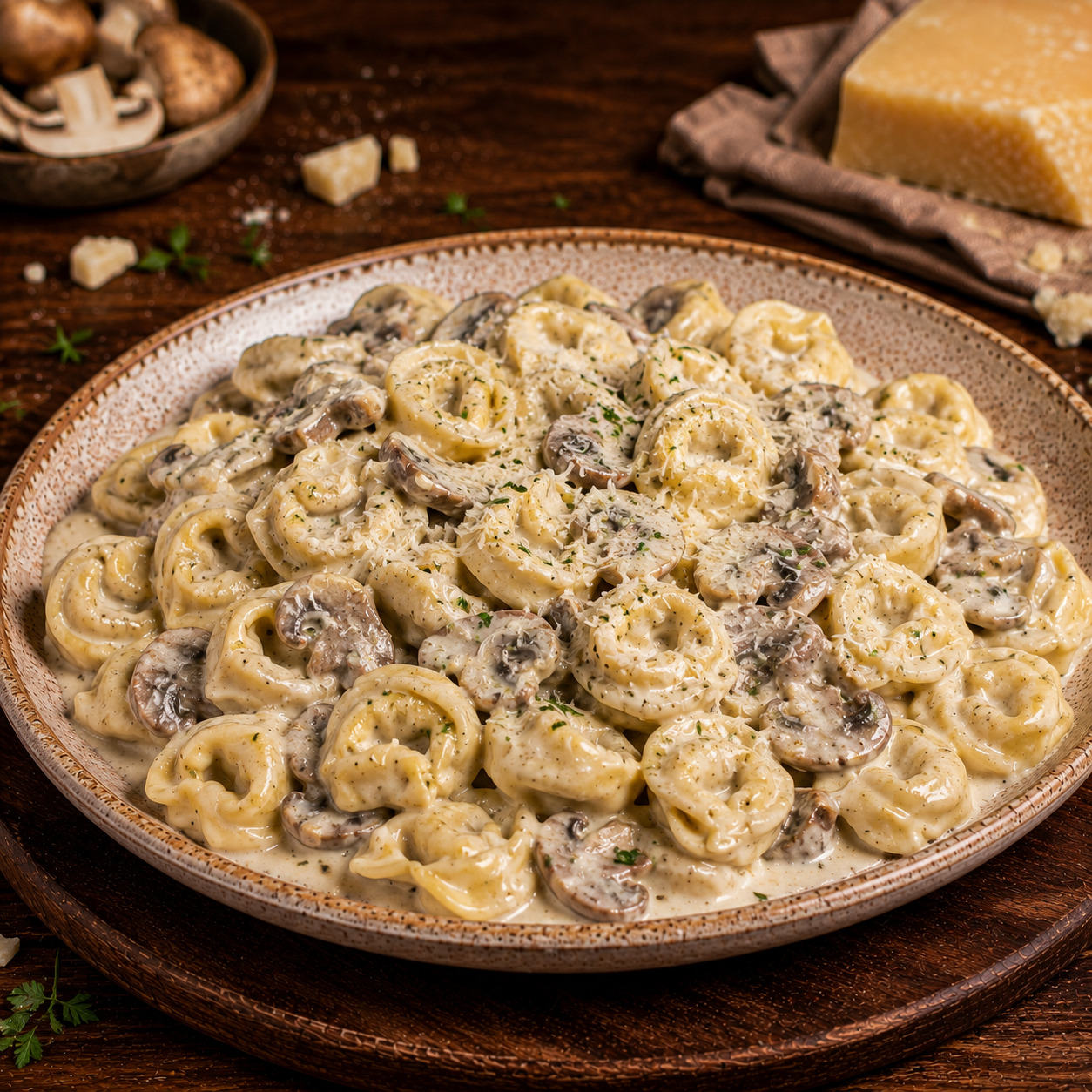 Kremalı Mantarlı Peynirli Tortellini