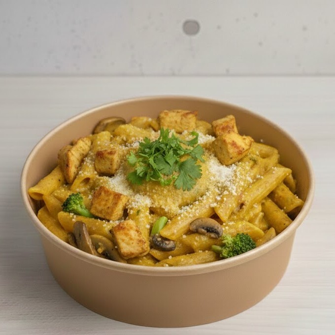 Köri Soslu Sebzeli Tavuklu Mantarlı Penne