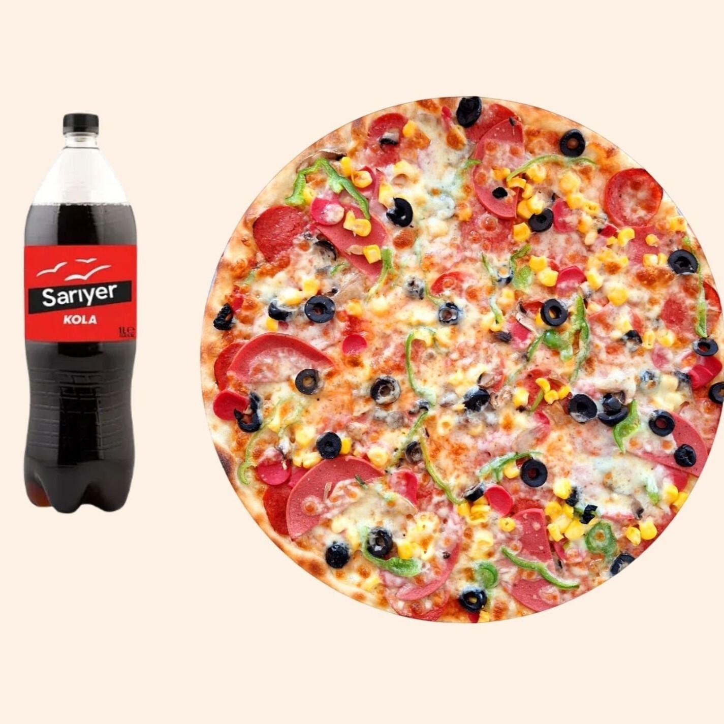 Yerli Orta Menü 1 Orta Pizza 1 Litre Sarıyer Kola