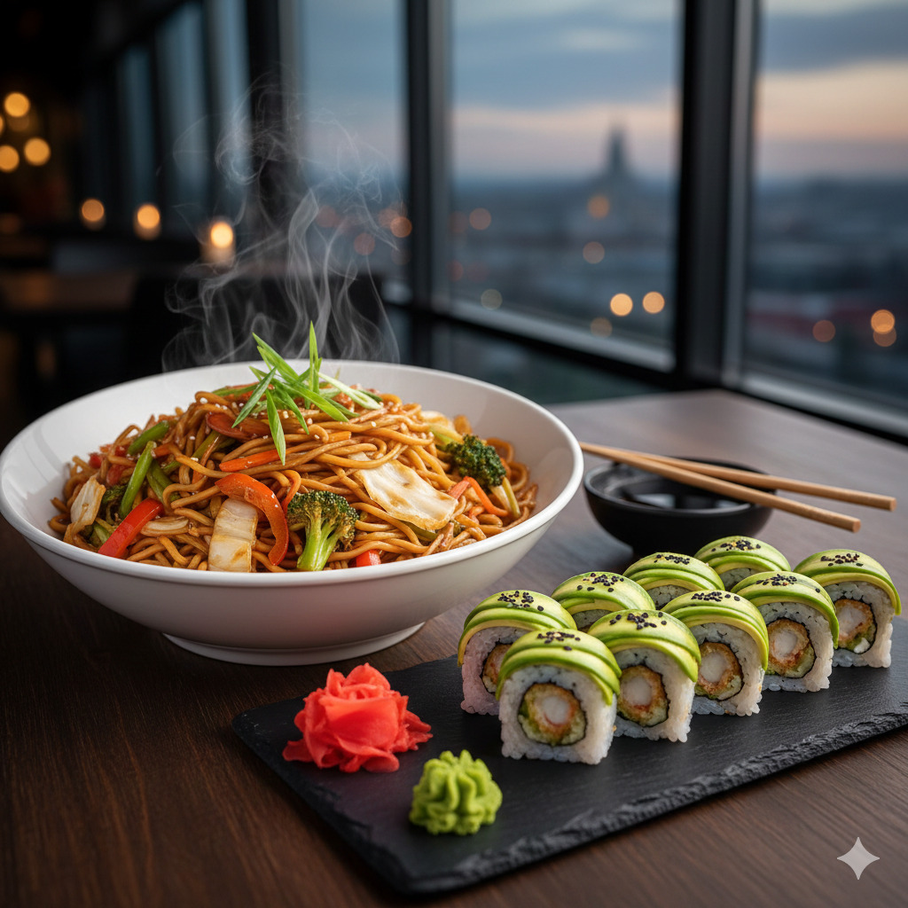 Sebzeli Noodle + New york Roll 8 Pcs
