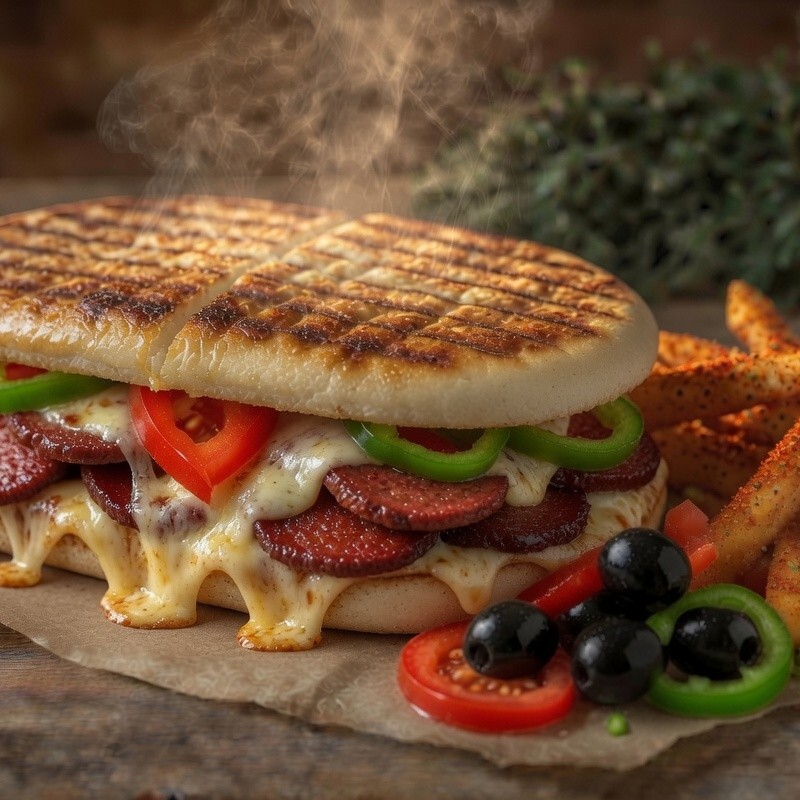 Dana Sucuklu Kaşarlı Bazlama Tost & Patates Kızartması