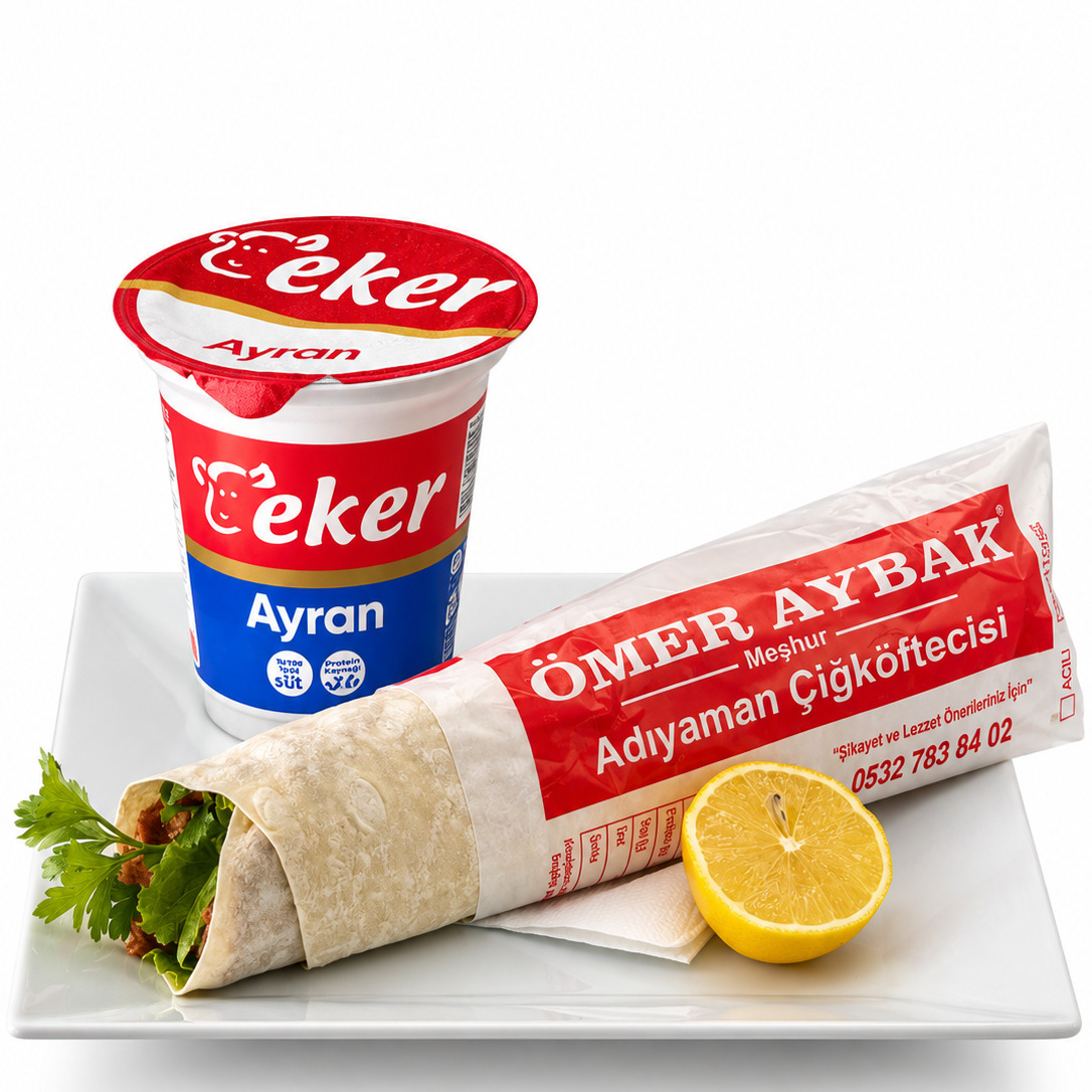 Çiğköfte Mega 150 Gr Çift Lavaş+AYRAN 170 ML