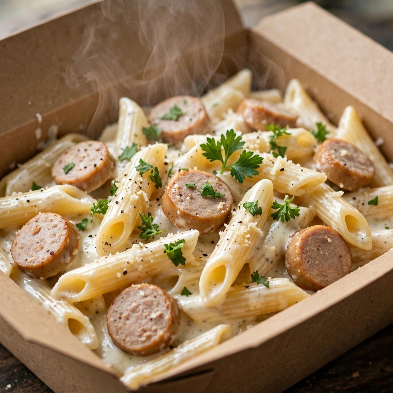 Sosisli Kremalı Penne