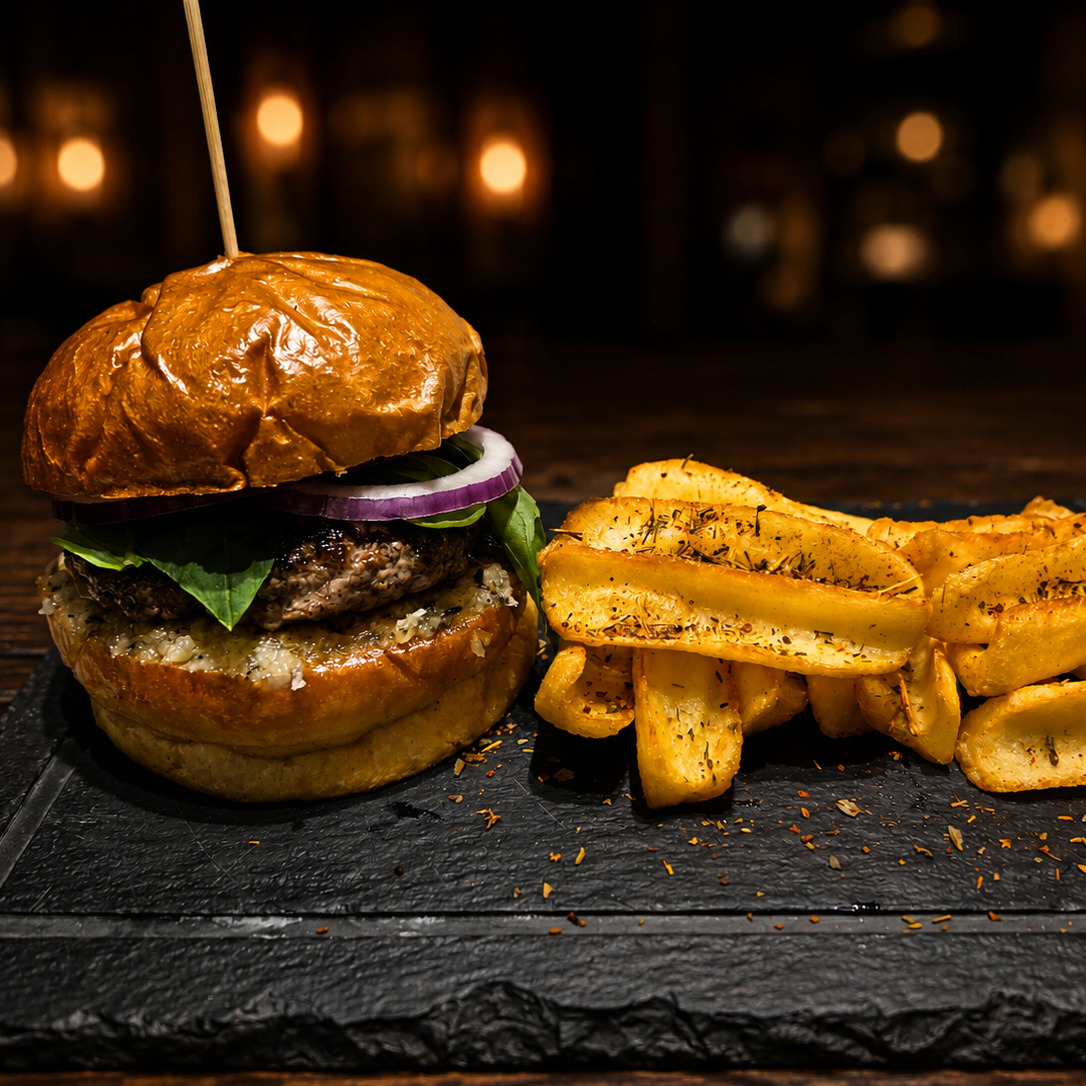 Kuzu Garlic Parmesan Burger