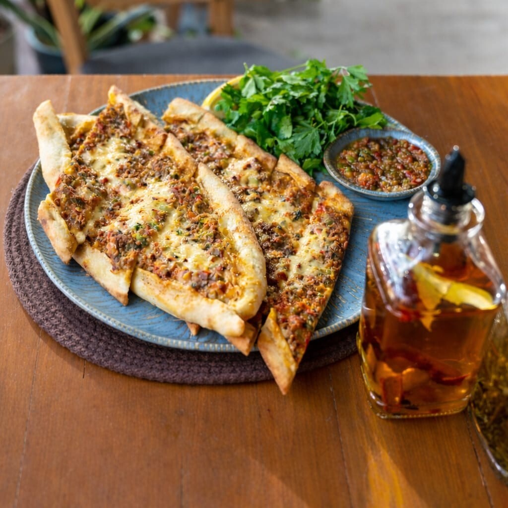 Vegan Kıymalı Kaşarlı Pide