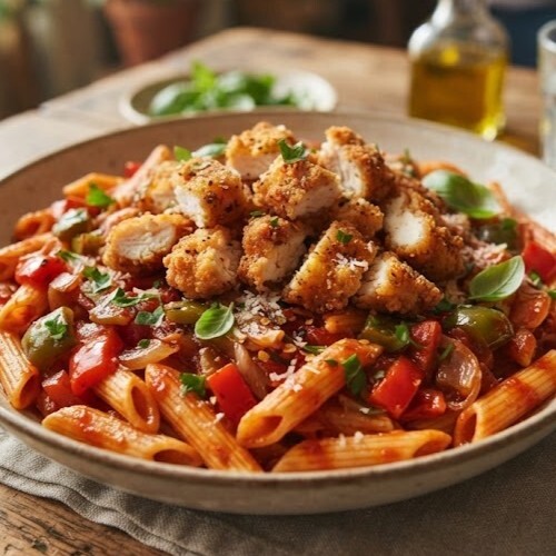 Chili Soslu Çıtır Tavuklu Penne (Acı Severlere)