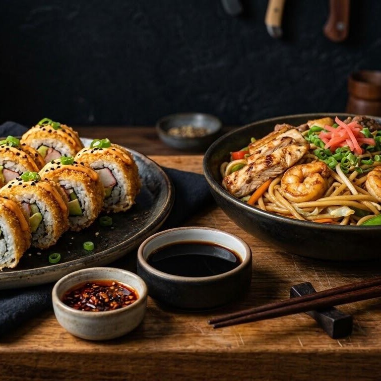 California Crunchy Roll + Singapur Noodle + 1 Coca Cola